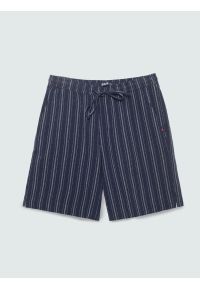 Big-Star - Szorty męskie z domieszką lnu granatowe Gofrisz 403. Okazja: na co dzień, na spacer. Kolor: niebieski. Materiał: len. Wzór: prążki. Sezon: lato. Styl: elegancki, klasyczny, wakacyjny, casual #6