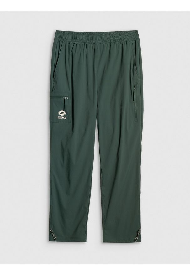 4f - 4F Spodnie casual joggery męskie - zielone S. Okazja: na co dzień. Kolor: zielony. Materiał: tkanina, materiał. Styl: casual