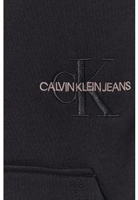 Calvin Klein Jeans Bluza męska kolor czarny z kapturem gładka. Okazja: na co dzień. Typ kołnierza: kaptur. Kolor: czarny. Materiał: bawełna, poliester, dzianina. Wzór: gładki. Styl: casual #5