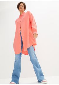 bonprix - Długa bluzka muślinowa oversize. Kolor: różowy. Długość: długie