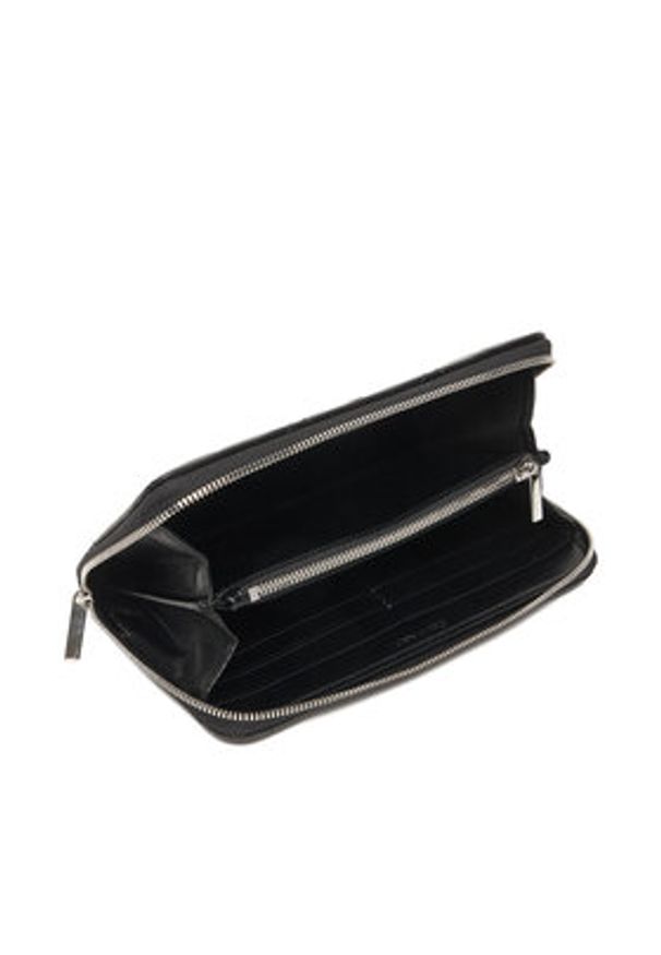 Calvin Klein Portfel Quilted Long Zip Around LV04F1122G Czarny. Kolor: czarny. Materiał: skóra