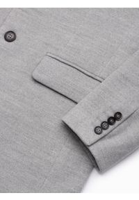 Ombre Clothing - Płaszcz męski klasyczny jednorzędowy - jasnoszary V4 C432 - XXL. Kolor: szary. Materiał: poliester. Sezon: wiosna. Styl: klasyczny #7