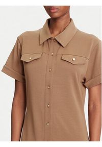 TOMMY HILFIGER - Tommy Hilfiger Sukienka koszulowa Gold Button WW0WW44617 Brązowy Regular Fit. Kolor: brązowy. Materiał: bawełna. Typ sukienki: koszulowe