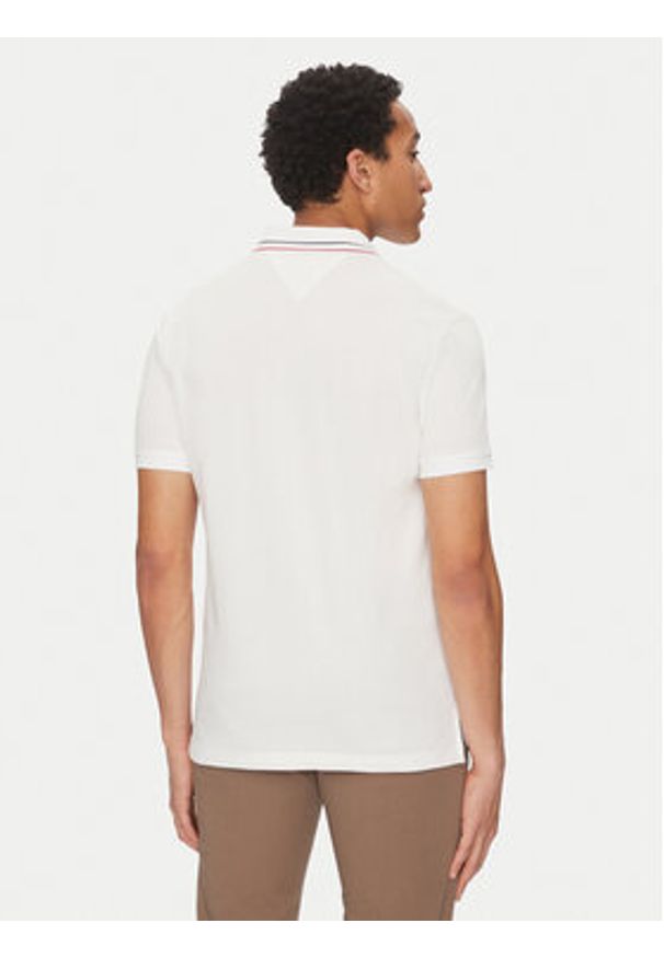 TOMMY HILFIGER - Tommy Hilfiger Polo Placket Interest MW0MW38459 Biały Regular Fit. Typ kołnierza: polo. Kolor: biały. Materiał: bawełna