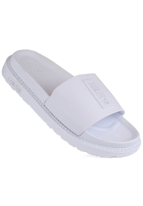 Big-Star - Klapki damskie na platformie białe Big Star LL274428. Okazja: na co dzień, na plażę. Kolor: biały. Materiał: materiał. Obcas: na platformie. Styl: casual