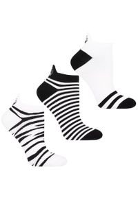 Biało-Czarne Stopki Damskie Zebra Moraj 3 Pary. Kolor: biały. Materiał: bawełna, włókno, materiał. Wzór: motyw zwierzęcy #4