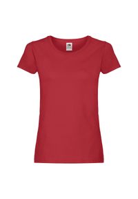 FRUIT OF THE LOOM - Oryginalna Koszulka Damska. Kolor: czerwony