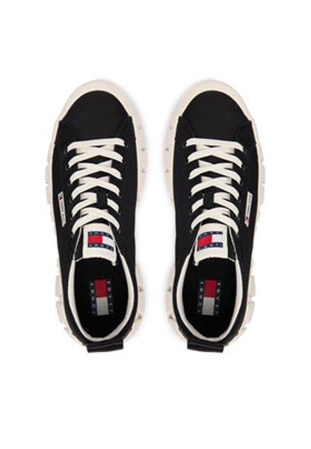Tommy Jeans Sneakersy Tjw Flatform Chunky Sneaker EN0EN03036 Czarny. Kolor: czarny. Materiał: materiał