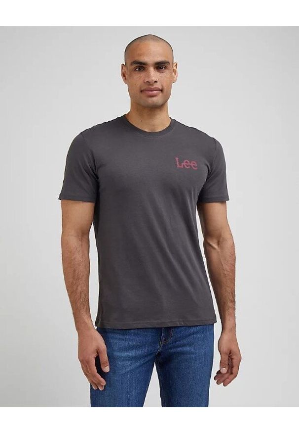 Lee - LEE MEDIUM WOBBLY TEE MĘSKA KOSZULKA T-SHIRT LOGO WASHED BLACK LL04FQON