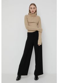 Notes du Nord spodnie damskie kolor czarny szerokie high waist. Stan: podwyższony. Kolor: czarny. Materiał: tkanina #2