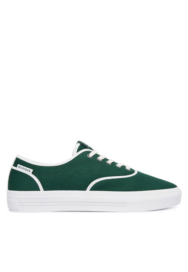 TOMMY HILFIGER - Tommy Hilfiger Tenisówki Th Vulc Cup Long Lace Canvas FM0FM05874 Zielony. Kolor: zielony. Materiał: materiał