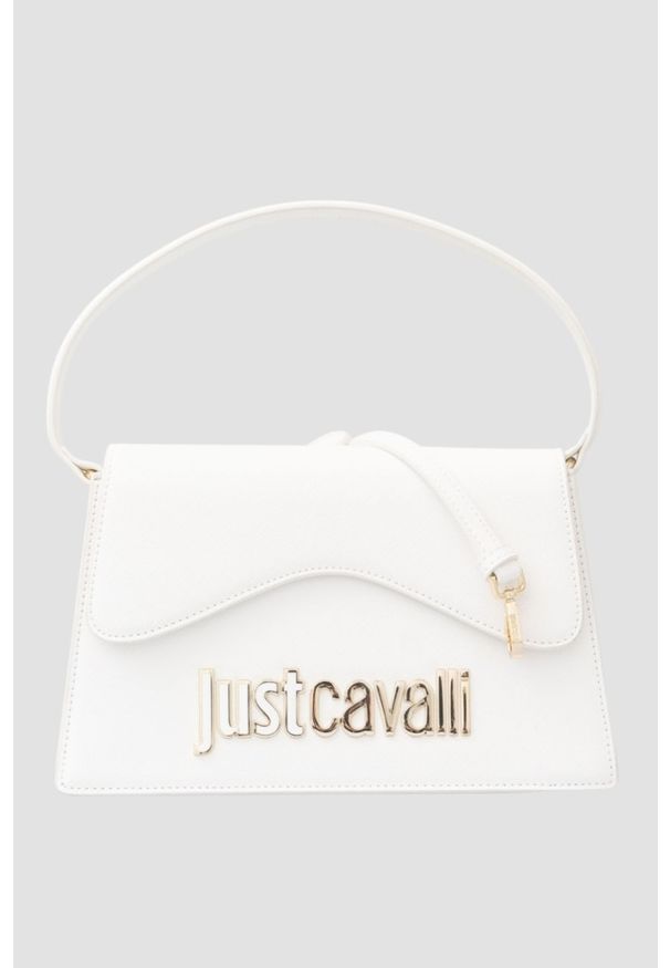 Just Cavalli - JUST CAVALLI Biała torebka Range B Metal Lettering. Kolor: biały. Materiał: skórzane