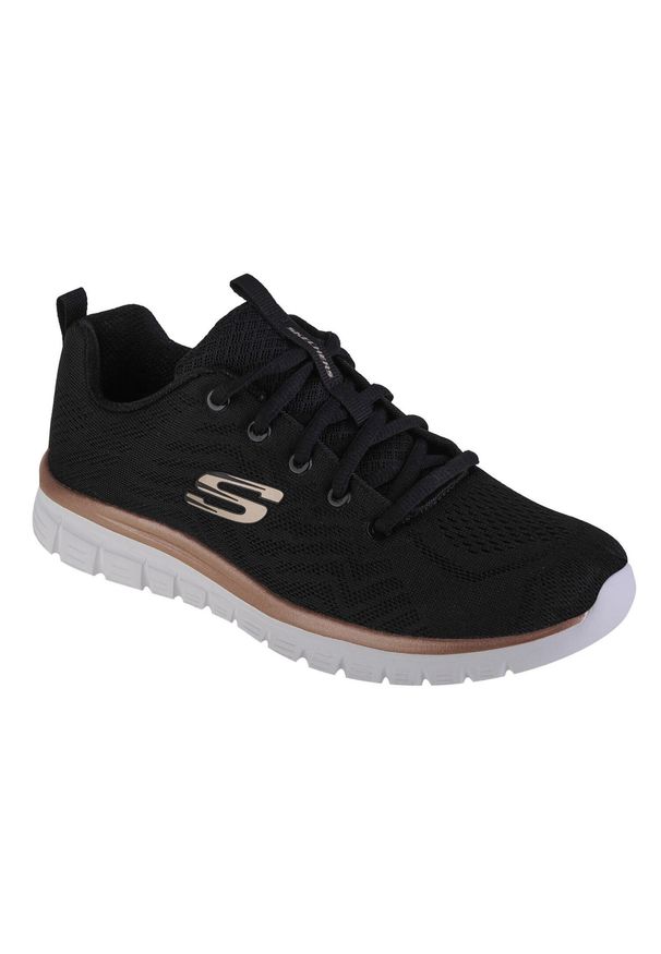 skechers - Damskie GRACEFUL GET CONNECTED Sneakersy Czarny / różowe złoto. Kolor: wielokolorowy, różowy, czarny. Materiał: materiał, poliester. Szerokość cholewki: normalna