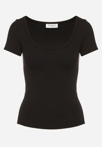 Born2be - Czarny T-shirt z Bawełny z Okrągłym Dekoltem Efruna. Okazja: na co dzień. Kolor: czarny. Materiał: bawełna. Styl: elegancki, casual #7