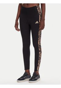 Adidas - adidas Legginsy Animal Print 3-Stripes JM1864 Czarny Slim Fit. Kolor: czarny. Materiał: bawełna. Wzór: nadruk
