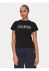 Guess T-Shirt V5GI15 J1314 Czarny Slim Fit. Kolor: czarny. Materiał: bawełna