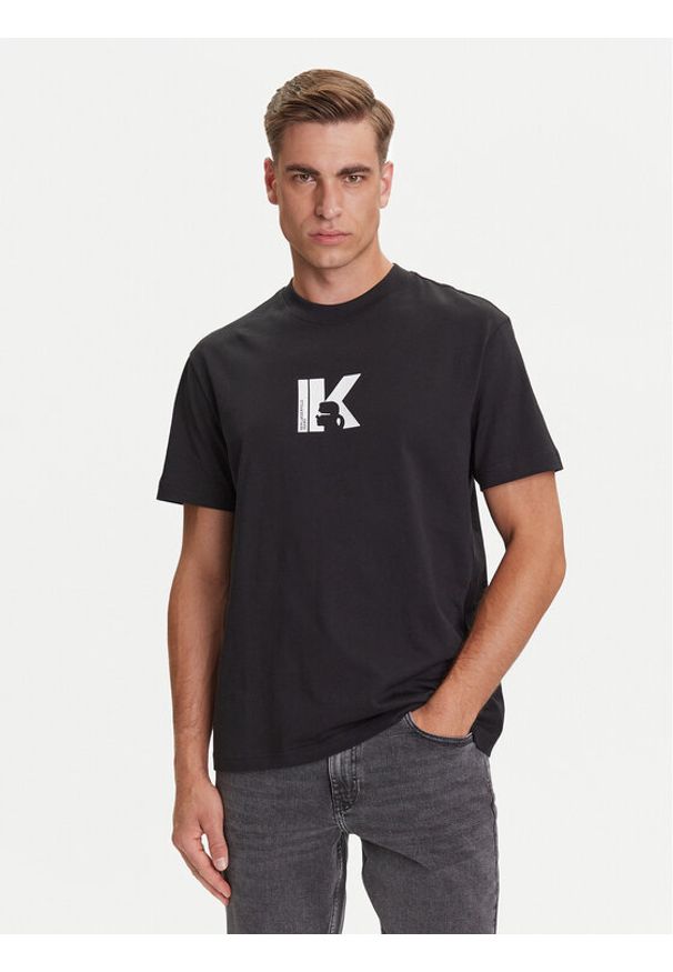 Karl Lagerfeld Jeans T-Shirt A3M17057 Czarny Regular Fit. Kolor: czarny. Materiał: bawełna