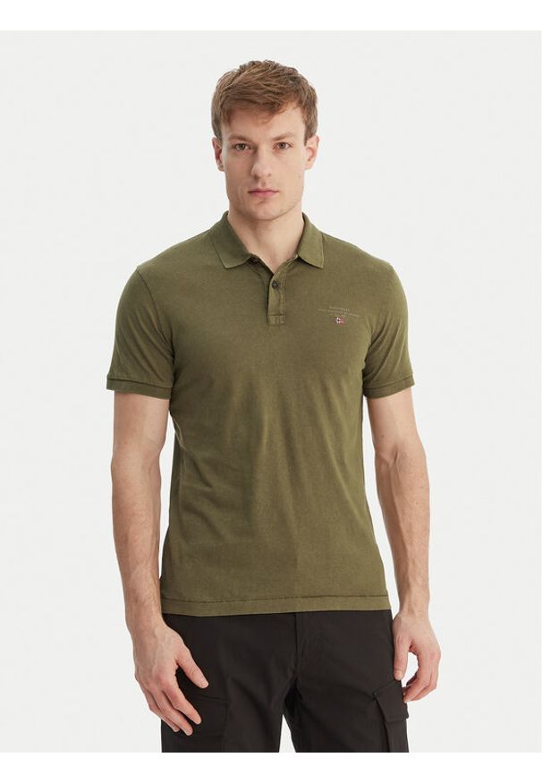 Napapijri Polo Elbas NP0A4GB4 Zielony Regular Fit. Typ kołnierza: polo. Kolor: zielony. Materiał: bawełna