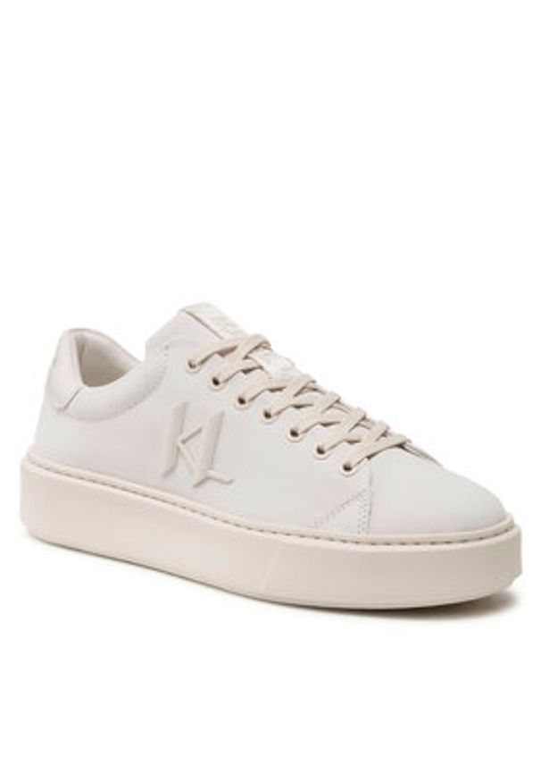 Karl Lagerfeld - KARL LAGERFELD Sneakersy KL52217 Écru. Materiał: skóra, nubuk