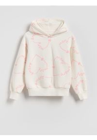 Reserved - Bluza z kapturem - złamana biel. Typ kołnierza: kaptur. Materiał: bawełna