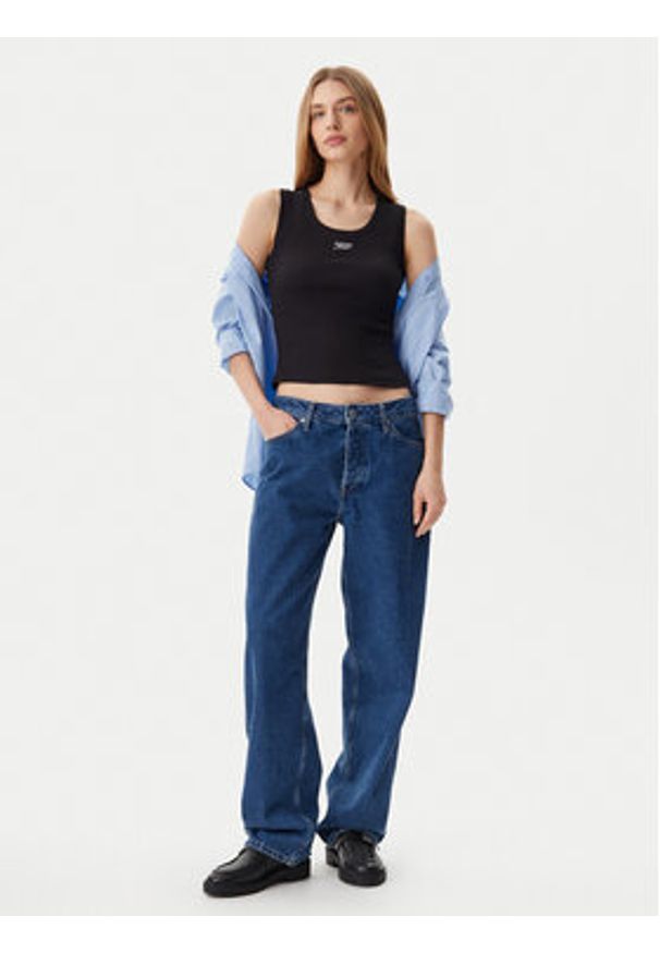 Tommy Jeans Top DW0DW21369 Czarny Slim Fit. Kolor: czarny. Materiał: bawełna