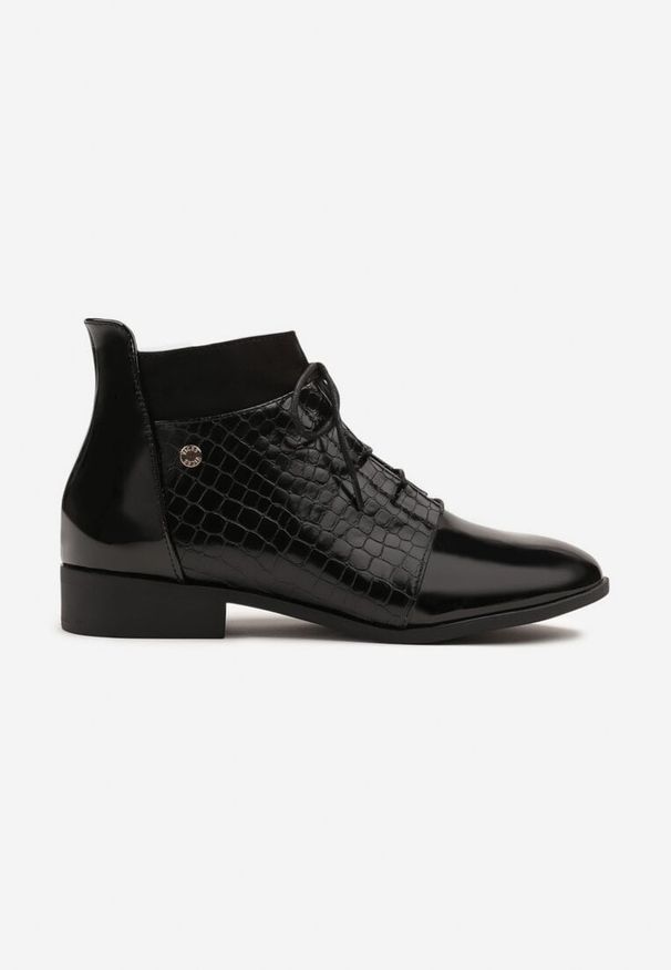 Born2be - Czarne Sznurowane Botki Vices w Eleganckim Stylu Viellie. Okazja: na spotkanie biznesowe, do pracy, na co dzień. Kolor: czarny. Materiał: jeans. Wzór: aplikacja. Obcas: na obcasie. Styl: elegancki. Wysokość obcasa: niski