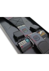 Modini - Szare szelki męskie w piwny wzór SZ153. Kolor: szary, wielokolorowy, żółty. Materiał: skóra, guma #1