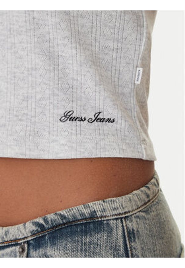 Guess Jeans Top W6GPB5 KG372 Szary Regular Fit. Kolor: szary. Materiał: syntetyk