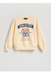 Reserved - Bluza z nadrukiem - kremowy. Kolor: kremowy. Materiał: bawełna. Wzór: nadruk #1