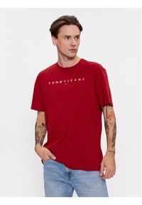 Tommy Jeans T-Shirt Linear Logo DM0DM17993 Czerwony Regular Fit. Kolor: czerwony. Materiał: bawełna