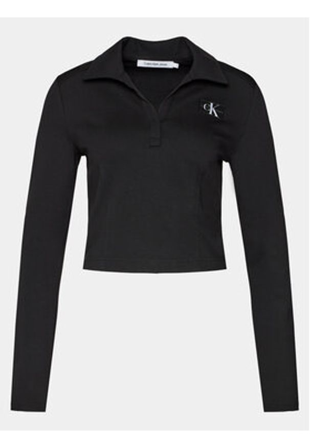Calvin Klein Jeans Bluzka Polo Collar Milano Regular Top J20J222556 Czarny Regular Fit. Typ kołnierza: polo. Kolor: czarny. Materiał: wiskoza, syntetyk