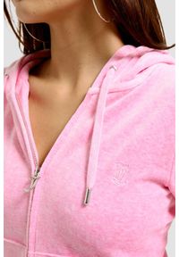 Juicy Couture - JUICY COUTURE Różowa bluza damska Robertson Hoodie, Rozmiar M. Kolor: różowy