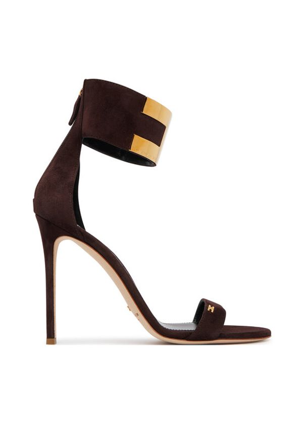 Elisabetta Franchi Sandały SA-91L-62E2-V600 Brązowy ciemny. Kolor: brązowy. Materiał: skóra, zamsz