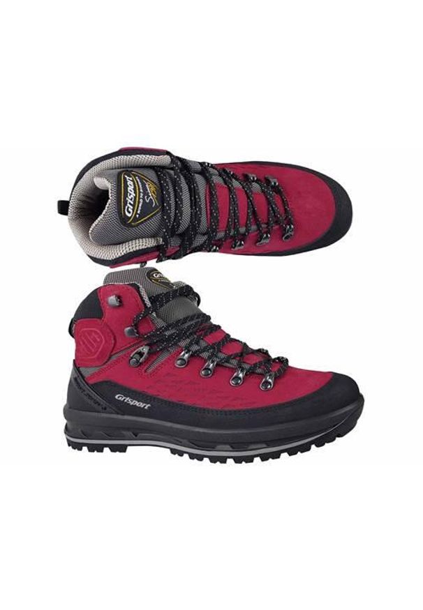 Buty trekkingowe damskie Grisport Rubino Scamosciato. Wysokość cholewki: za kostkę. Zapięcie: sznurówki. Kolor: czerwony. Materiał: tkanina, skóra, guma. Szerokość cholewki: normalna