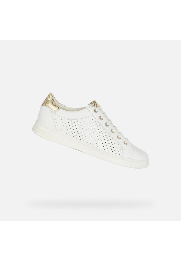 Geox - Buty GEOX D JAYSEN B Biały. Kolor: biały, wielokolorowy, żółty. Materiał: tkanina, skóra. Sport: turystyka piesza