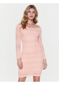 Guess Sukienka dzianinowa Amelie W3GK19 Z2YL1 Różowy Slim Fit. Kolor: różowy. Materiał: bawełna