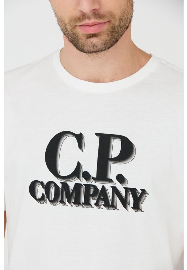 C.P. Company - C.P. COMPANY Biały t-shirt Short Sleeve. Kolor: biały. Długość rękawa: krótki rękaw. Długość: krótkie