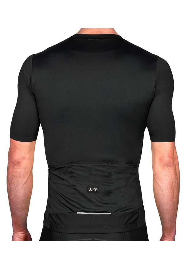LUXA - Koszulka Rowerowa z krótkim rękawem męska Luxa Supreme Black. Kolor: czarny. Materiał: poliester, elastan, poliamid. Długość rękawa: krótki rękaw. Długość: krótkie. Sport: kolarstwo