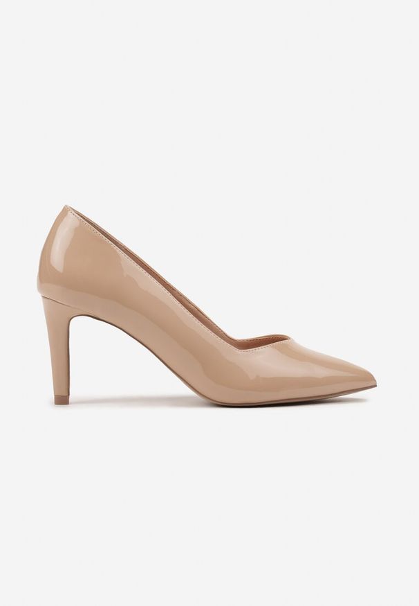 Renee - Ciemnobeżowe Eleganckie Czółenka na Szpilce z Wkładką ze Skóry Naturalnej Lerianna. Kolor: beżowy. Materiał: skóra. Obcas: na szpilce. Styl: elegancki