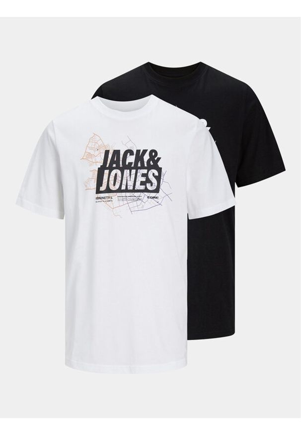 Jack & Jones - Jack&Jones Komplet 2 t-shirtów Map Logo 12260796 Czarny Regular Fit. Kolor: czarny. Materiał: bawełna