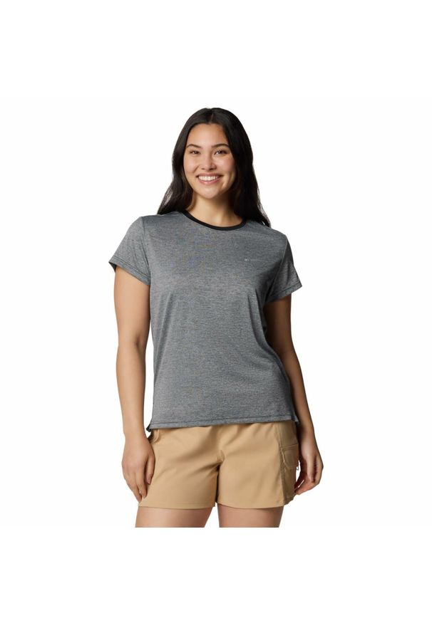 columbia - Koszulka techniczna damska Columbia BlueVista Hill Short Sleeve Crew. Kolor: szary. Sport: turystyka piesza