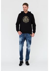Just Cavalli - JUST CAVALLI Czarna męska bluza z kapturem Fiche Gold, Rozmiar M. Typ kołnierza: kaptur. Kolor: czarny #6