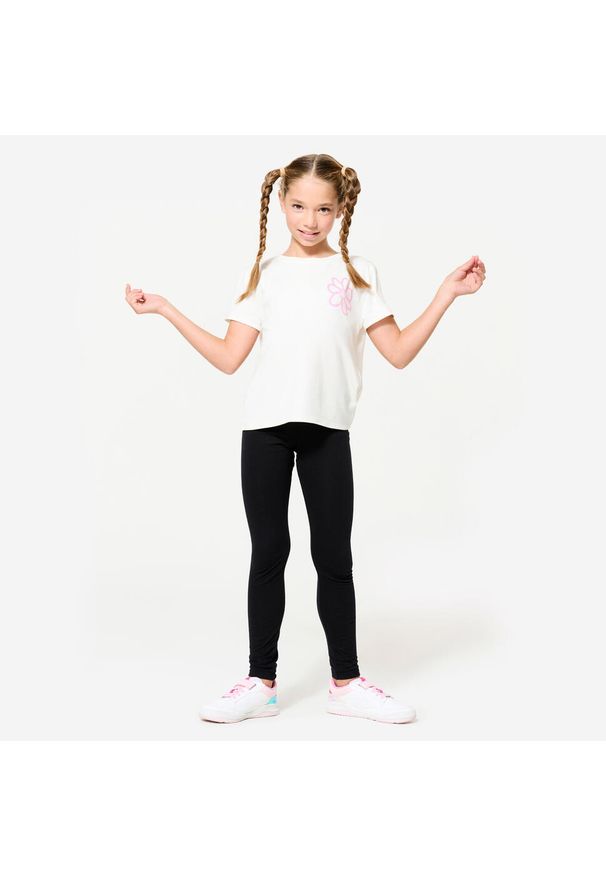 DOMYOS - Legginsy dziecięce Domyos. Kolor: czarny. Materiał: bawełna, materiał, elastan