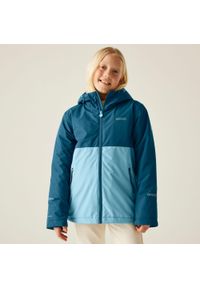 Regatta - Kurtka dziecięca przeciwdeszczowa Hillain. Kolor: niebieski. Materiał: tkanina, puch, polar. Styl: sportowy #1