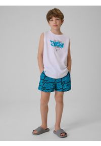 4f - 4F Spodenki plażowe boardshorty chłopięce - turkusowe 134/140 (8-10 lat). Kolor: turkusowy #1