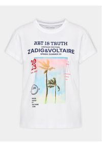 Zadig&Voltaire T-Shirt Zoe Photoprint Palmier JWTS01516 Biały Regular Fit. Kolor: biały. Materiał: bawełna #6