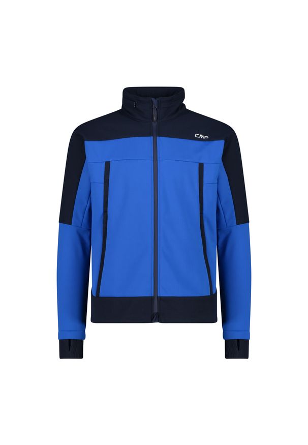 Kurtka męska turystyczna CMP 34A1857. Typ kołnierza: kaptur. Kolor: niebieski. Materiał: softshell
