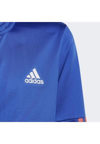 Adidas - Dziecięcy dres adidas 3-Stripes Team. Kolor: pomarańczowy, wielokolorowy, niebieski. Materiał: dresówka. Wzór: paski