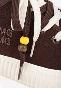 Born2be - Brązowe Trampki Pod Kostkę na Grubej Podeszwie z Podwójnym Sznurowaniem Callixera. Nosek buta: okrągły. Zapięcie: sznurówki. Kolor: brązowy. Materiał: materiał. Obcas: na obcasie. Styl: klasyczny. Wysokość obcasa: niski #5