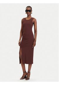 Patrizia Pepe Sukienka codzienna 2A3081/JZ26-B887 Brązowy Slim Fit. Okazja: na co dzień. Kolor: brązowy. Materiał: syntetyk. Typ sukienki: proste. Styl: casual #5